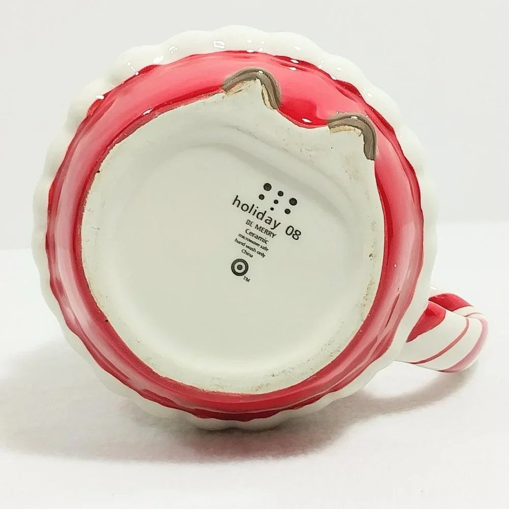 Target BE MERRY - SANTA CLAUS with Hat Mug Red White Holiday 2008 #1337